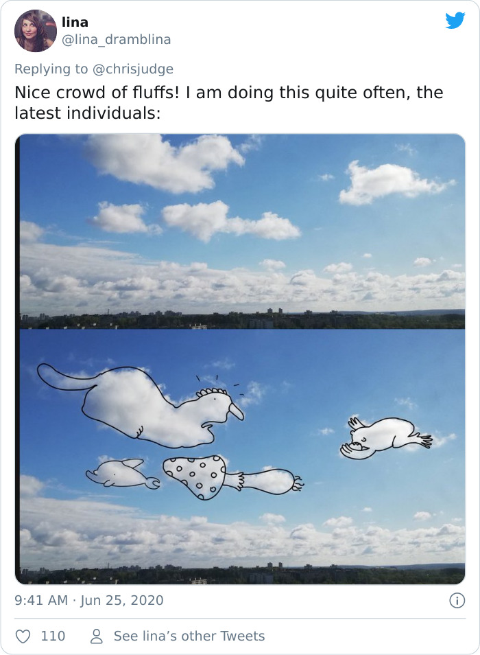 Artist Posts Funny Cloud Doodles On Twitter, People Like Them So Much That They Respond With Their Own Doodles