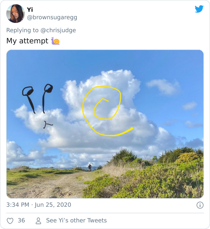 Artist Posts Funny Cloud Doodles On Twitter, People Like Them So Much That They Respond With Their Own Doodles Artist Posts Funny Cloud Doodles On Twitter, People Like Them So Much That They Respond With Their Own Doodles