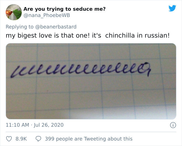 Tweet showing a sample of Russian cursive handwriting that looks complex and hard to read, resembling a doctor's notes.