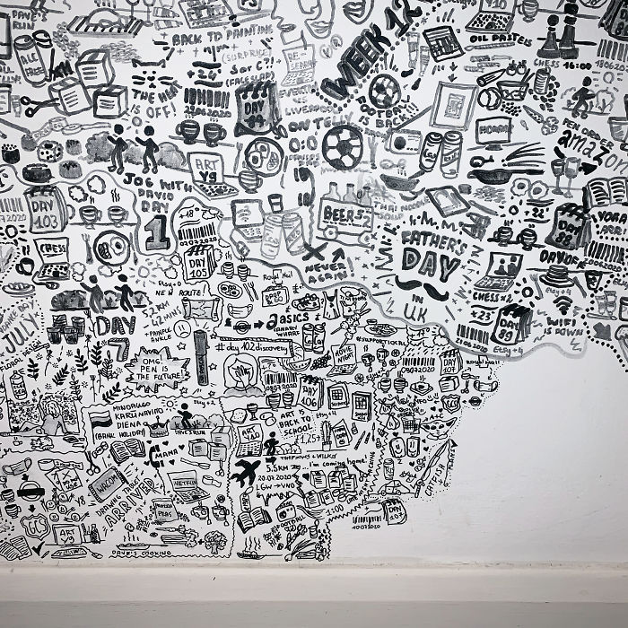 I 'Tattooed' My Wall During Lockdown For 113 Days And Here Is The Result I 'Tattooed' My Wall During Lockdown For 113 Days And Here Is The Result