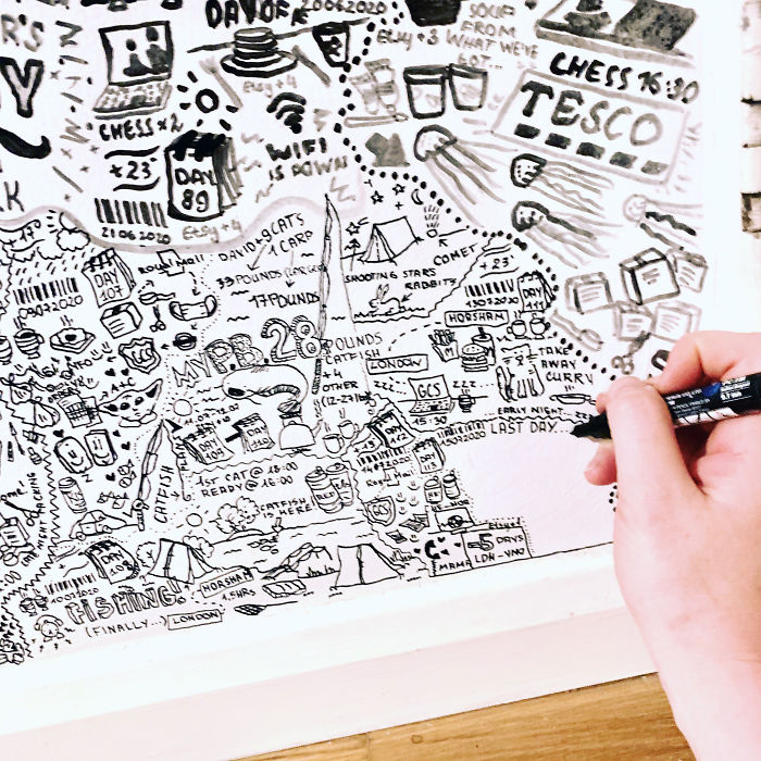 I 'Tattooed' My Wall During Lockdown For 113 Days And Here Is The Result I 'Tattooed' My Wall During Lockdown For 113 Days And Here Is The Result