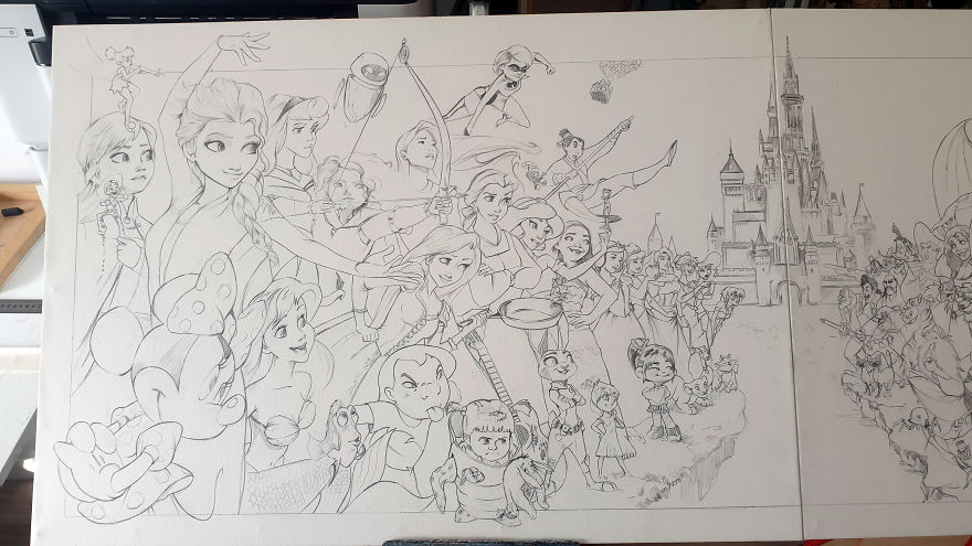 Illustrator Makes A Watercolor Disney & Pixar Composition (80 Characters/Easter Eggs) Illustrator Makes A Watercolor Disney & Pixar Composition (80 Characters/Easter Eggs)