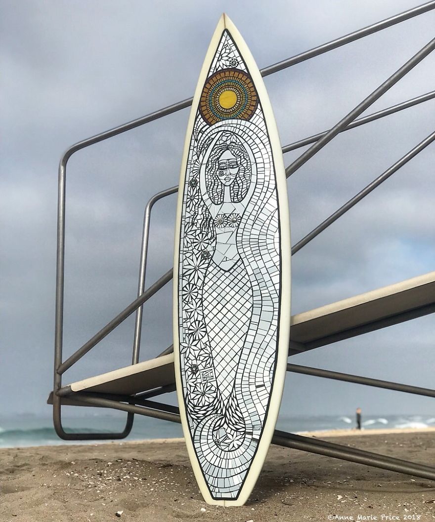 I Create Mosaic Designs On Surfboards (27 Pics)