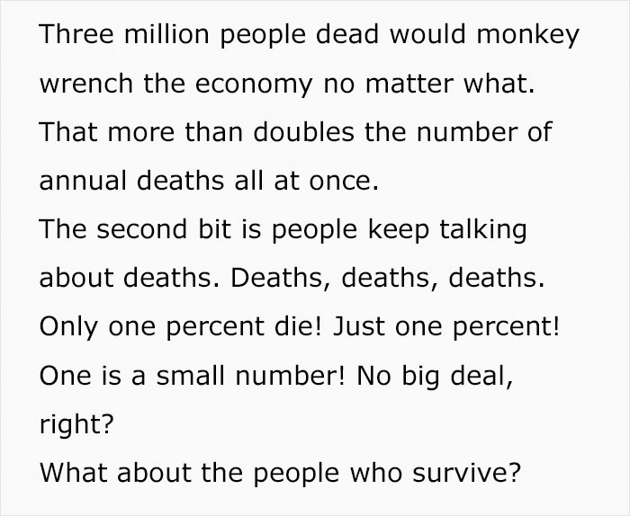 "But It's Only 1% Fatal!" Person Shuts Down Covidiots By Giving Some Gruesome Numbers Of Possible Victims "But It's Only 1% Fatal!" Person Shuts Down Covidiots By Giving Some Gruesome Numbers Of Possible Victims