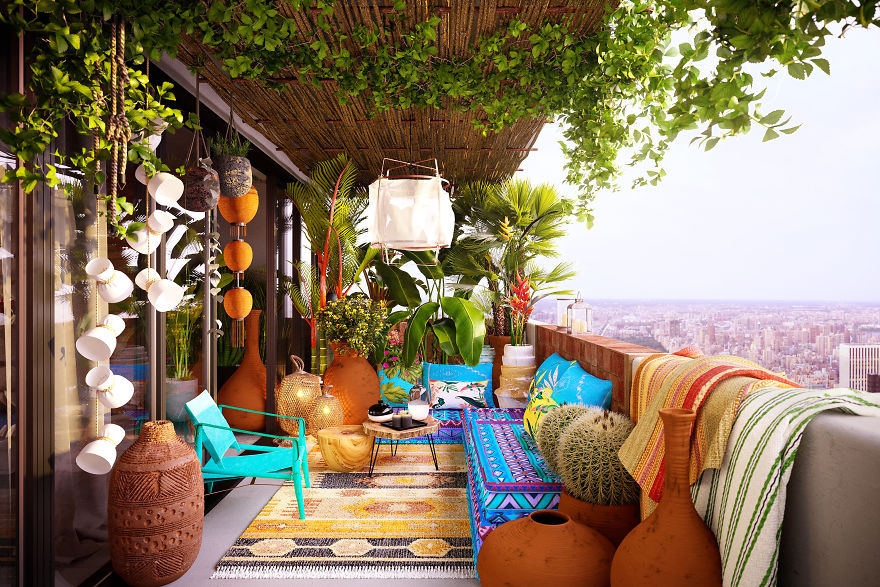 3D Artist Transforms 6 Everyday Balconies Into Dreamy Outdoor Retreats 3D Artist Transforms 6 Everyday Balconies Into Dreamy Outdoor Retreats