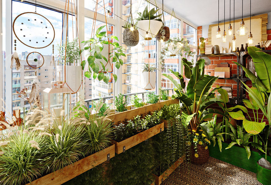 3D Artist Transforms 6 Everyday Balconies Into Dreamy Outdoor Retreats