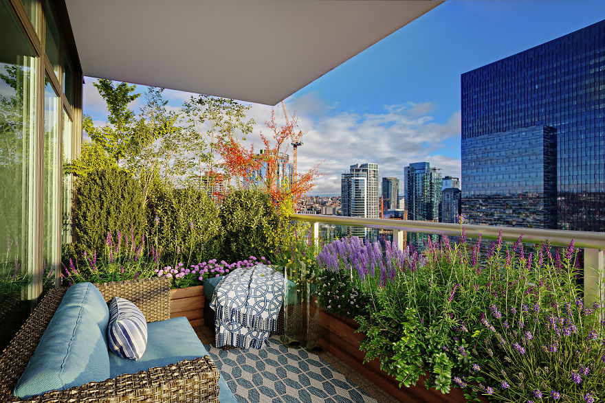 3D Artist Transforms 6 Everyday Balconies Into Dreamy Outdoor Retreats