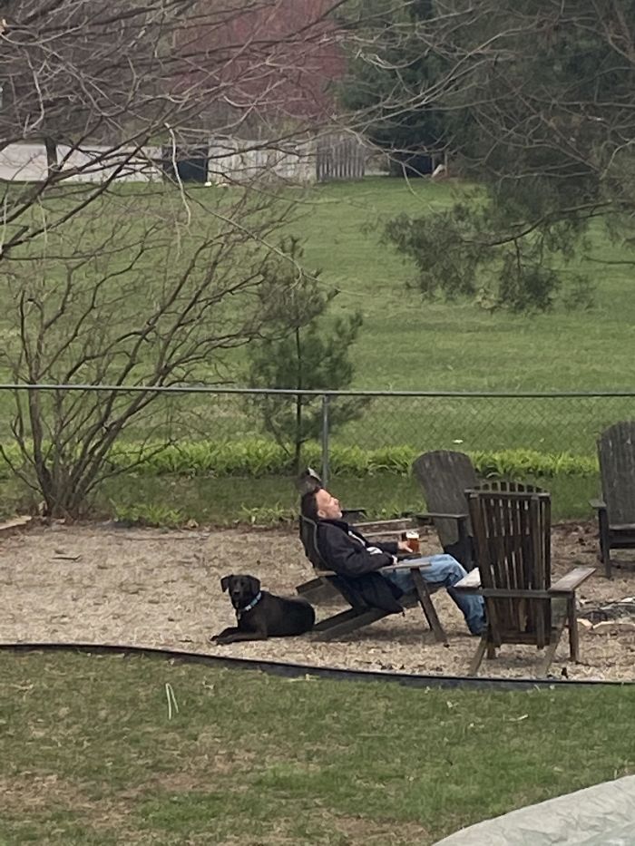“Alright, Lets Go...” Says The Grumpy Old Man To The “Stupid Dog” For Their Nightly Beer In The Backyard
