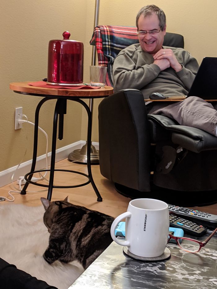 Dad & The Neighbor's Cat He Doesn't Like Having Inside