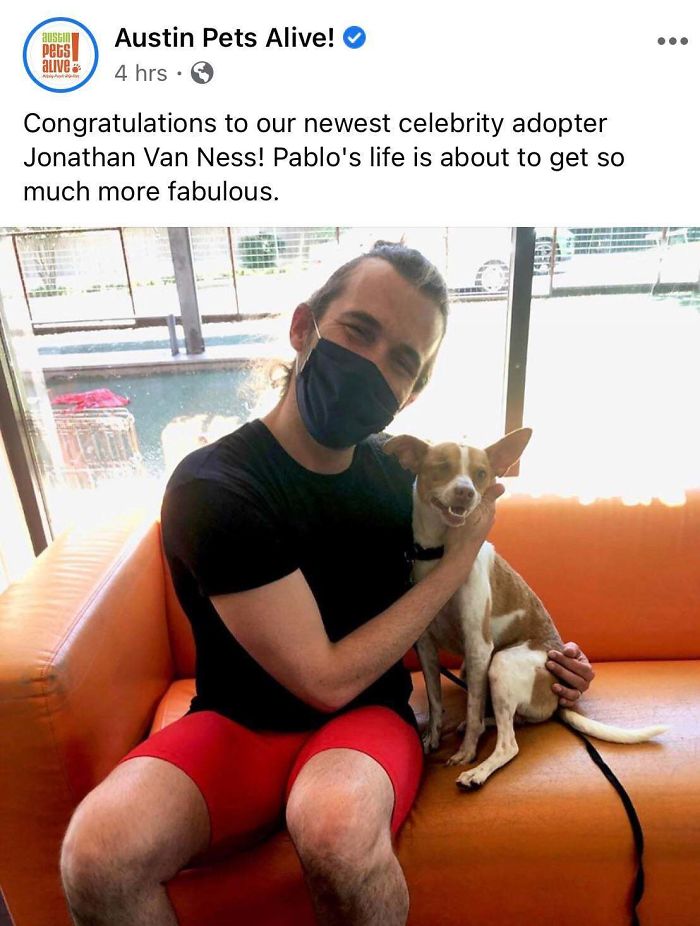 Johnathon Van Ness Of Queer Eye Fame, Adopted A Pup From Austin Pets Alive Today.