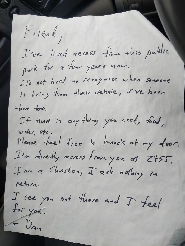 I Live In My Van. Found This On My Windshield This Morning