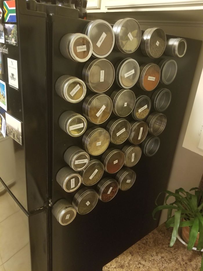 Tic-Tac Containers? Pro-Tip: Store Spices In Magnetic Paperclip Holders And Put Them On Your Fridge. Bonus Points For Alphabetically