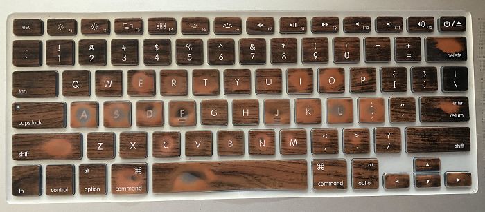 Wear Pattern On My Keyboard Cover Used For The Whole Time In College