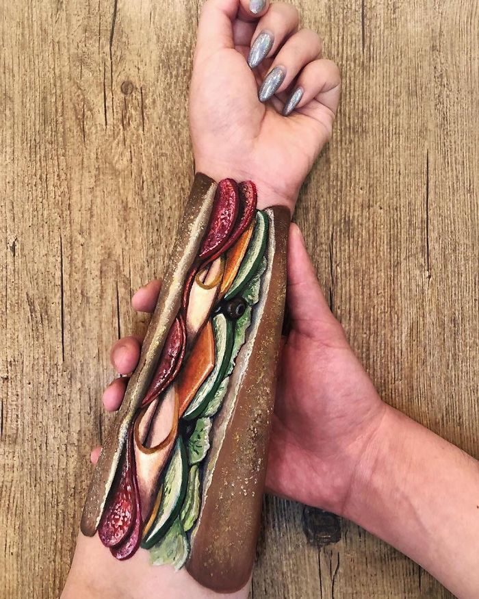 Chinese Artist Paints Food Impressively On Her Body