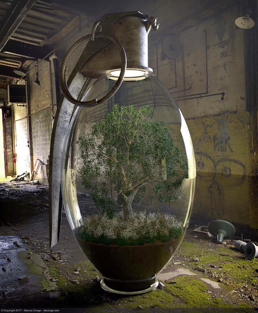 Artist Creates Incredible Digital Sculptures Interacting With Nature