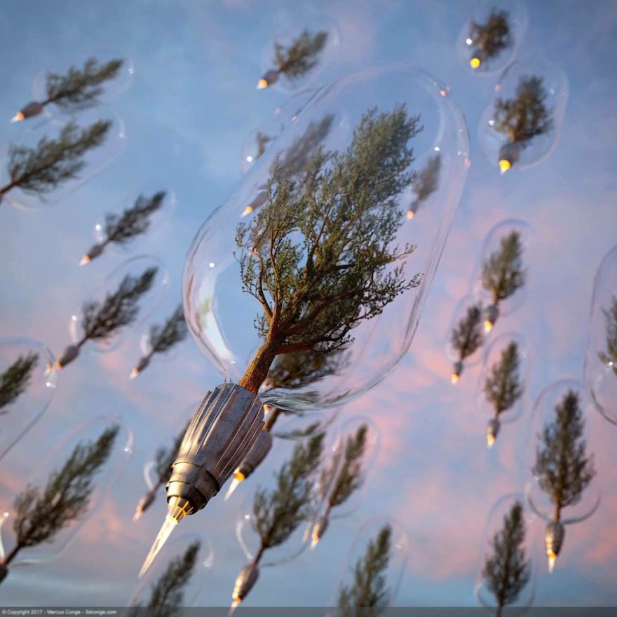 Artist Creates Incredible Digital Sculptures Interacting With Nature