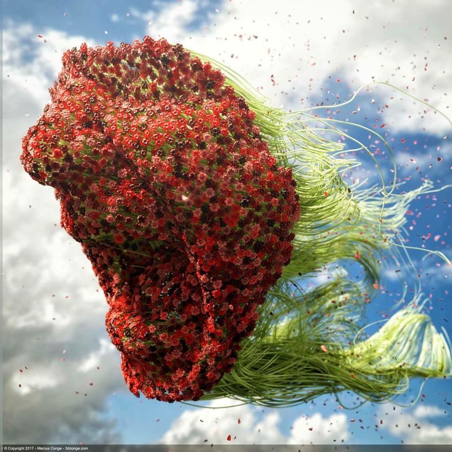 Artist Creates Incredible Digital Sculptures Interacting With Nature