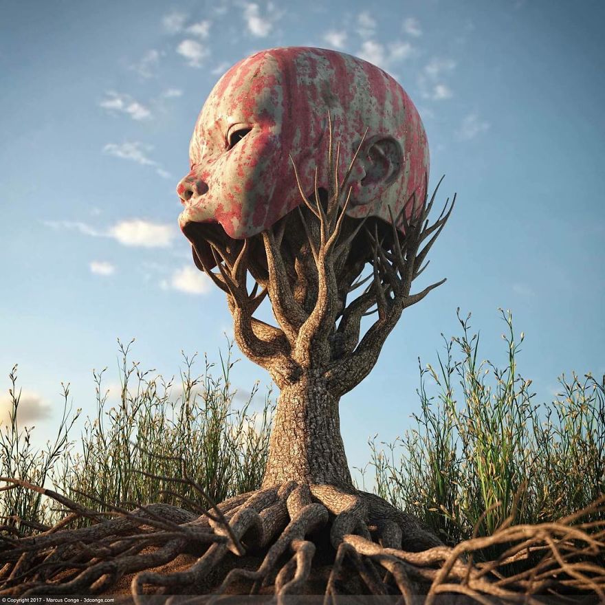 Artist Creates Incredible Digital Sculptures Interacting With Nature