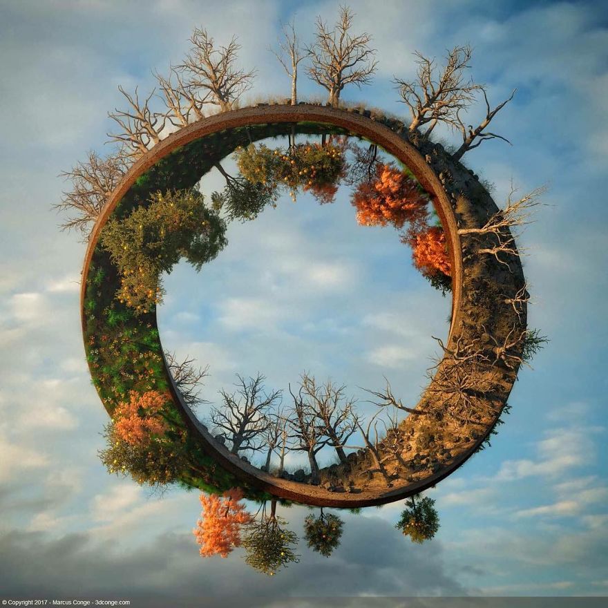 Artist Creates Incredible Digital Sculptures Interacting With Nature