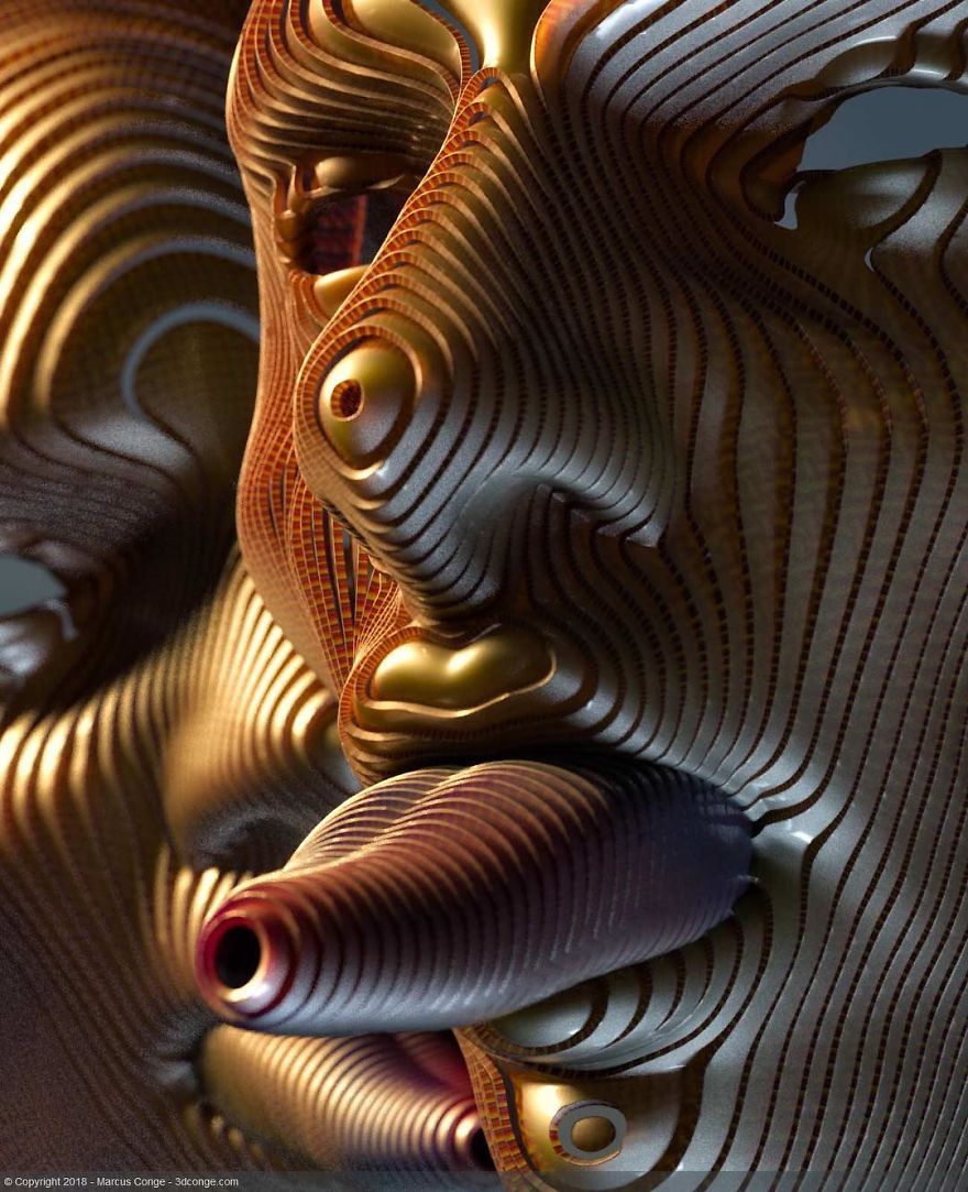 Artist Creates Incredible Digital Sculptures Interacting With Nature