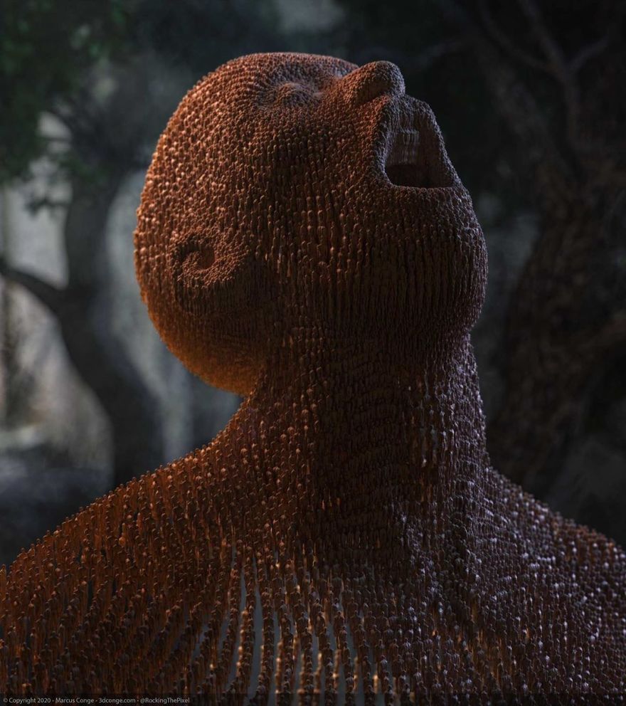 Artist Creates Incredible Digital Sculptures Interacting With Nature