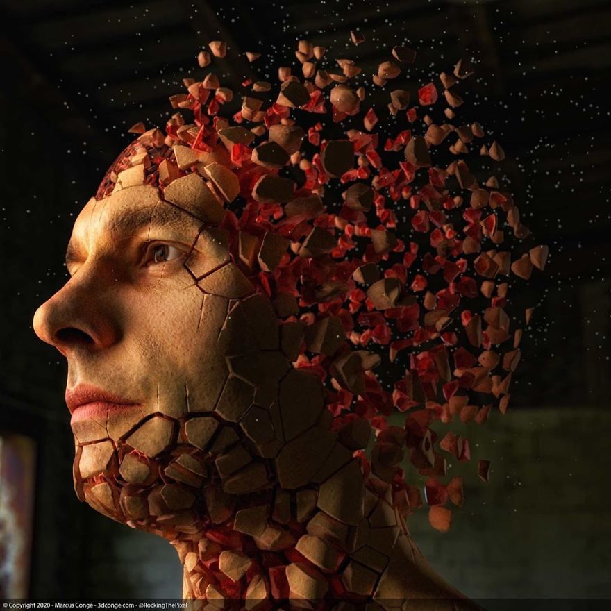 Artist Creates Incredible Digital Sculptures Interacting With Nature