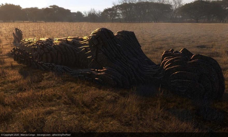 Artist Creates Incredible Digital Sculptures Interacting With Nature