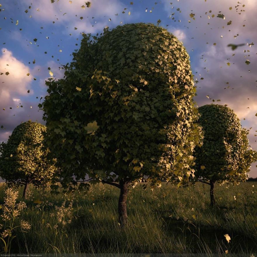 Artist Creates Incredible Digital Sculptures Interacting With Nature