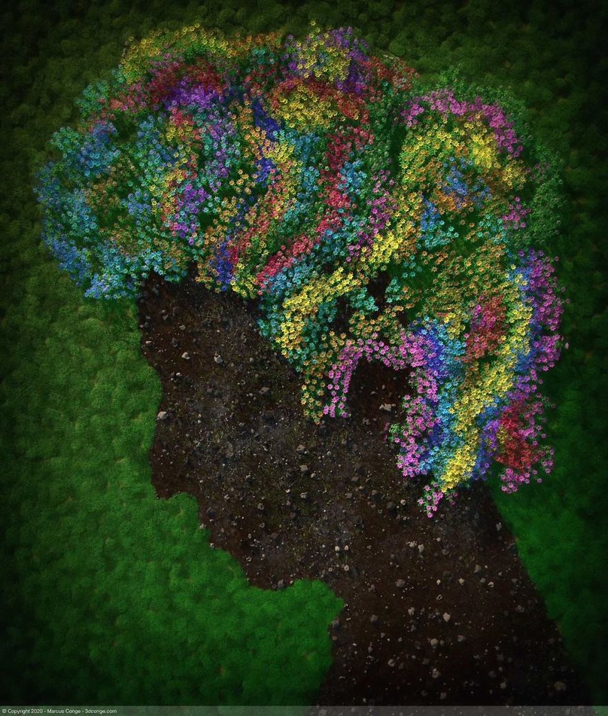 Artist Creates Incredible Digital Sculptures Interacting With Nature