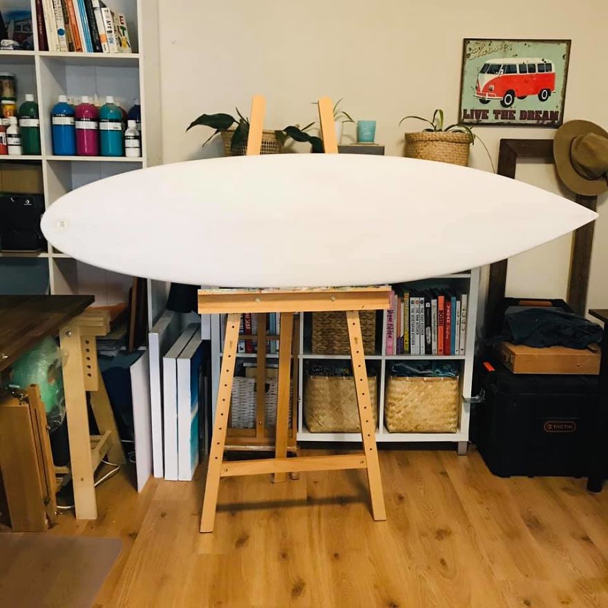 Artist Saves Old Surfboards From Landfill By Creating Custom Ocean Themed Art. Artist Saves Old Surfboards From Landfill By Creating Custom Ocean Themed Art.