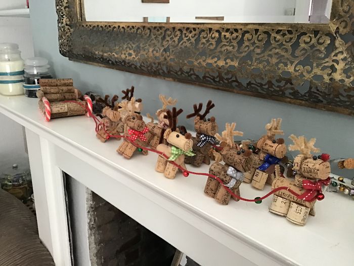 Cork Reindeers And Sleigh