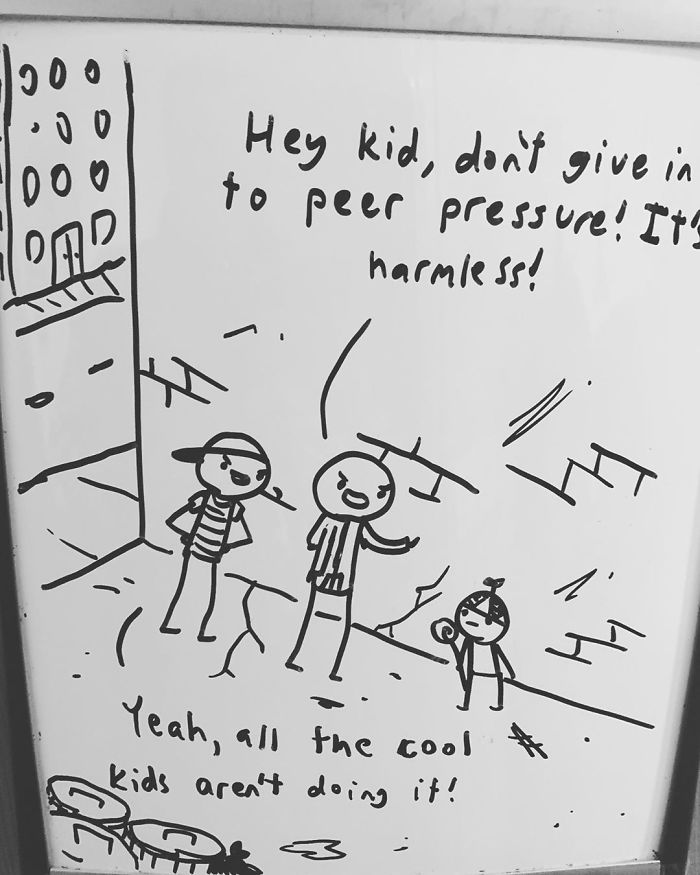14-Year-Old-Draws-Comics-On-Whiteboard-Jakes-Door