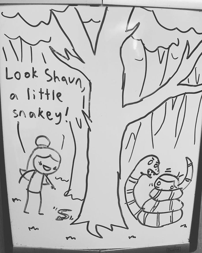 14-Year-Old-Draws-Comics-On-Whiteboard-Jakes-Door