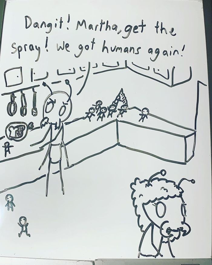 14-Year-Old-Draws-Comics-On-Whiteboard-Jakes-Door