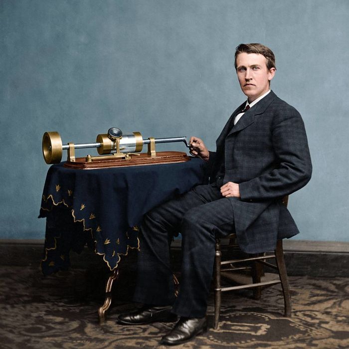 Thomas Edison With His Second Phonograph, Photographed By Mathew Brady In Washington, April 1878