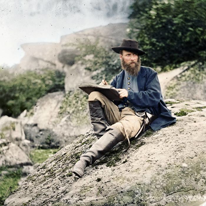 Alfred R. Waud, Renowned Sketch Artist, Known Mostly For His Work As An Artist Correspondent During The American Civil War, Seen Here Sketching After The Battle Of Gettysburg - July Of 1863