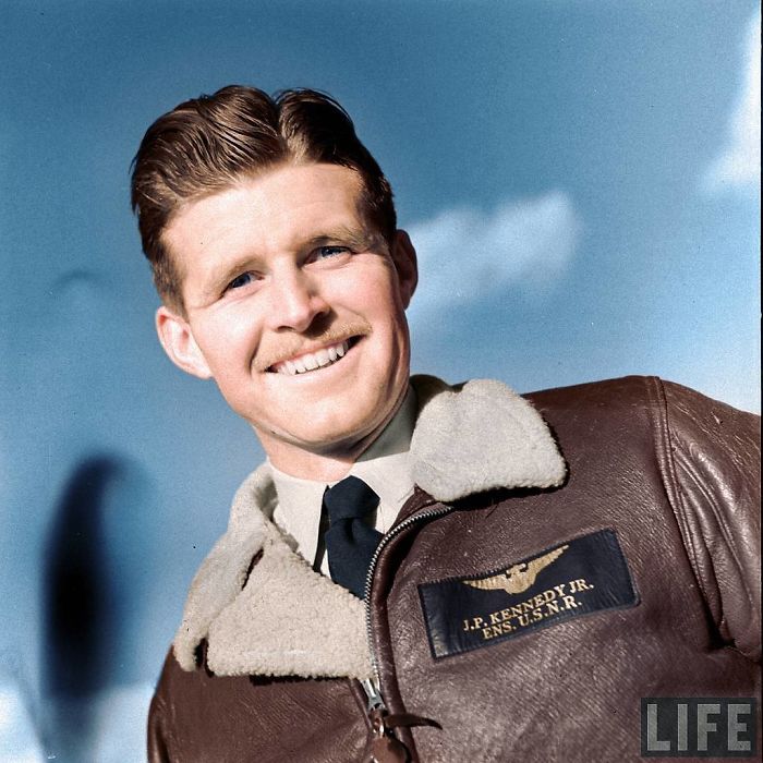Ensign Joseph Patrick “Joe” Kennedy Jr., Older Brother To President John F. Kennedy, And Attorney General Robert F. Kennedy, Seen Here As A Pb4y Liberator Pilot, Of The Vb-110 Squadron - Taken In England, In January Of 1944. Joseph Would Die 7 Months Later, On August 12th, 1944