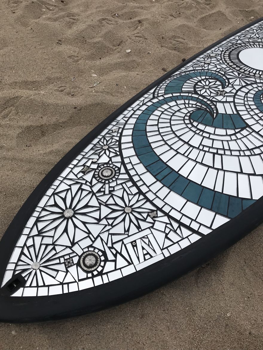 I Create Mosaic Designs On Surfboards (27 Pics)