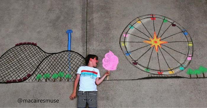 14-Year-Old-Daily-Chalk-Art-For-Her-Brother-So-He-Could-Travel