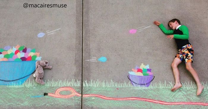 14-Year-Old-Daily-Chalk-Art-For-Her-Brother-So-He-Could-Travel