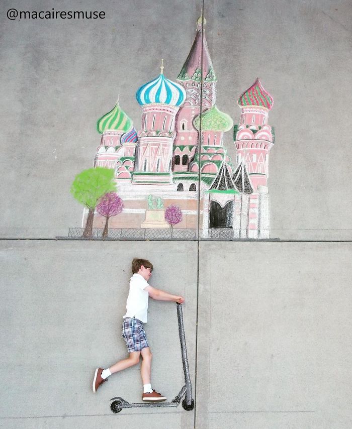 14-Year-Old-Daily-Chalk-Art-For-Her-Brother-So-He-Could-Travel