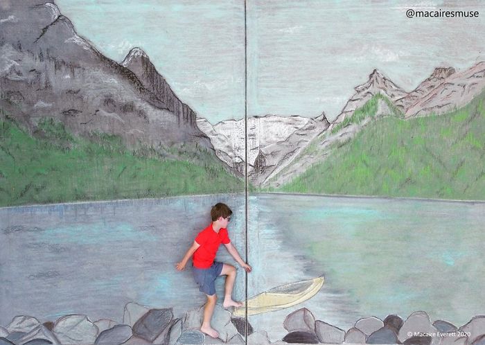 14-Year-Old-Daily-Chalk-Art-For-Her-Brother-So-He-Could-Travel