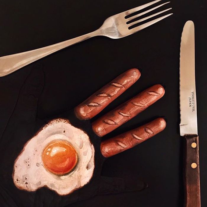 Chinese Artist Paints Food Impressively On Her Body