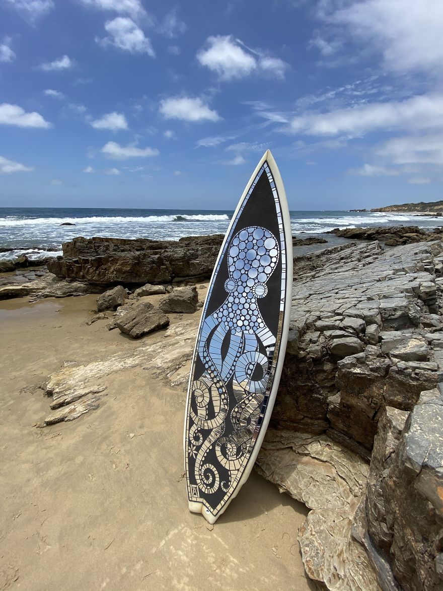 I Create Mosaic Designs On Surfboards (27 Pics)