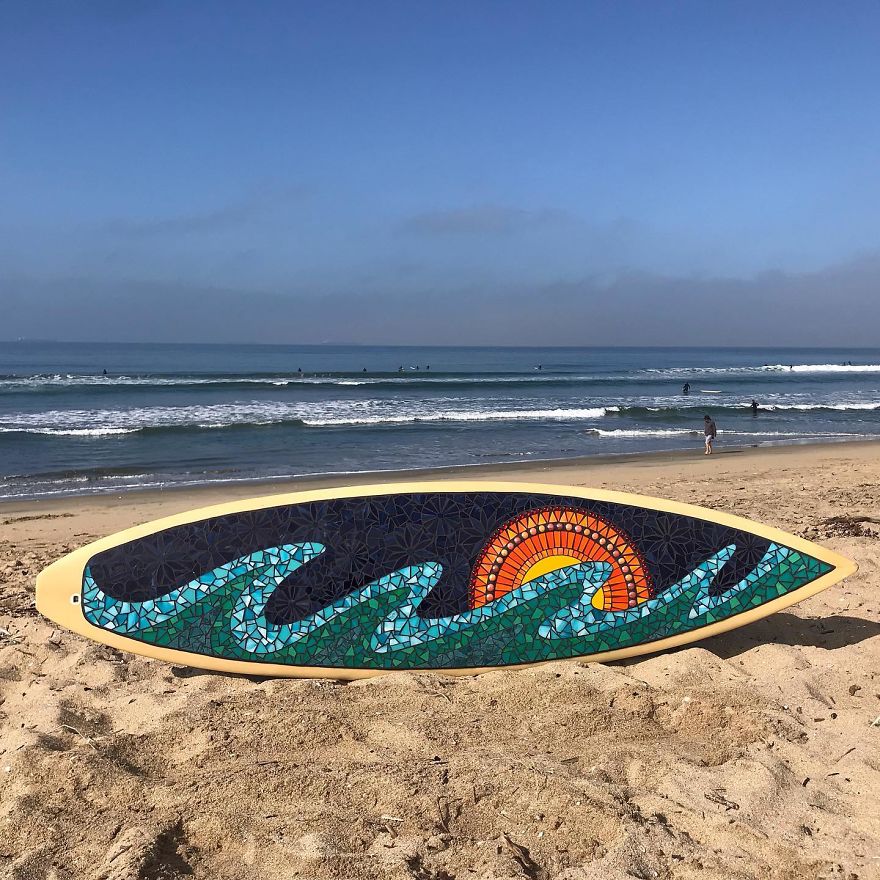 I Create Mosaic Designs On Surfboards (27 Pics)