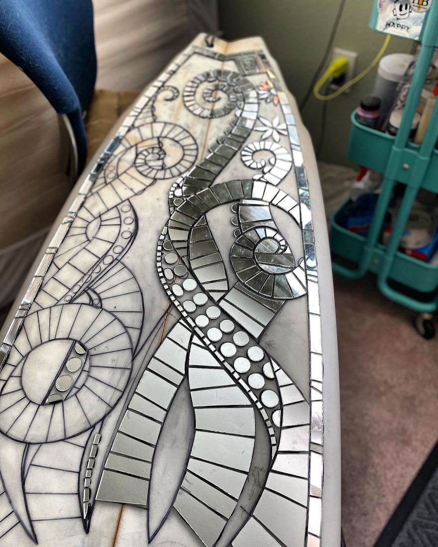I Create Mosaic Designs On Surfboards (27 Pics)