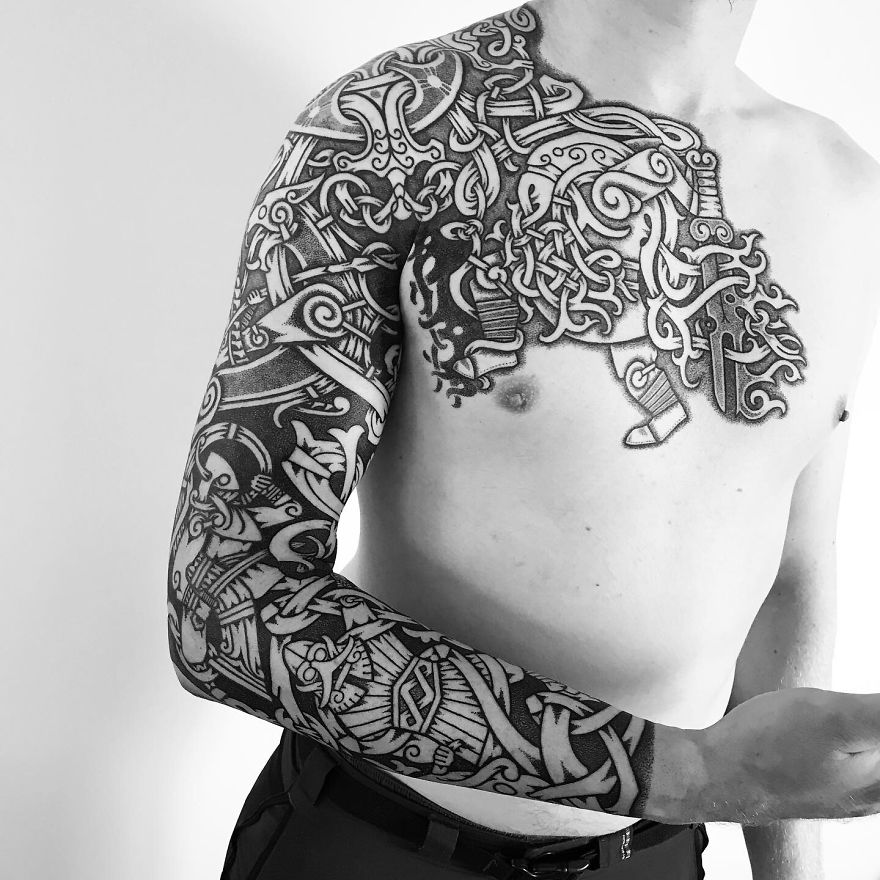 Another German Warrior, Carrying A Depiction Of Ragnarok