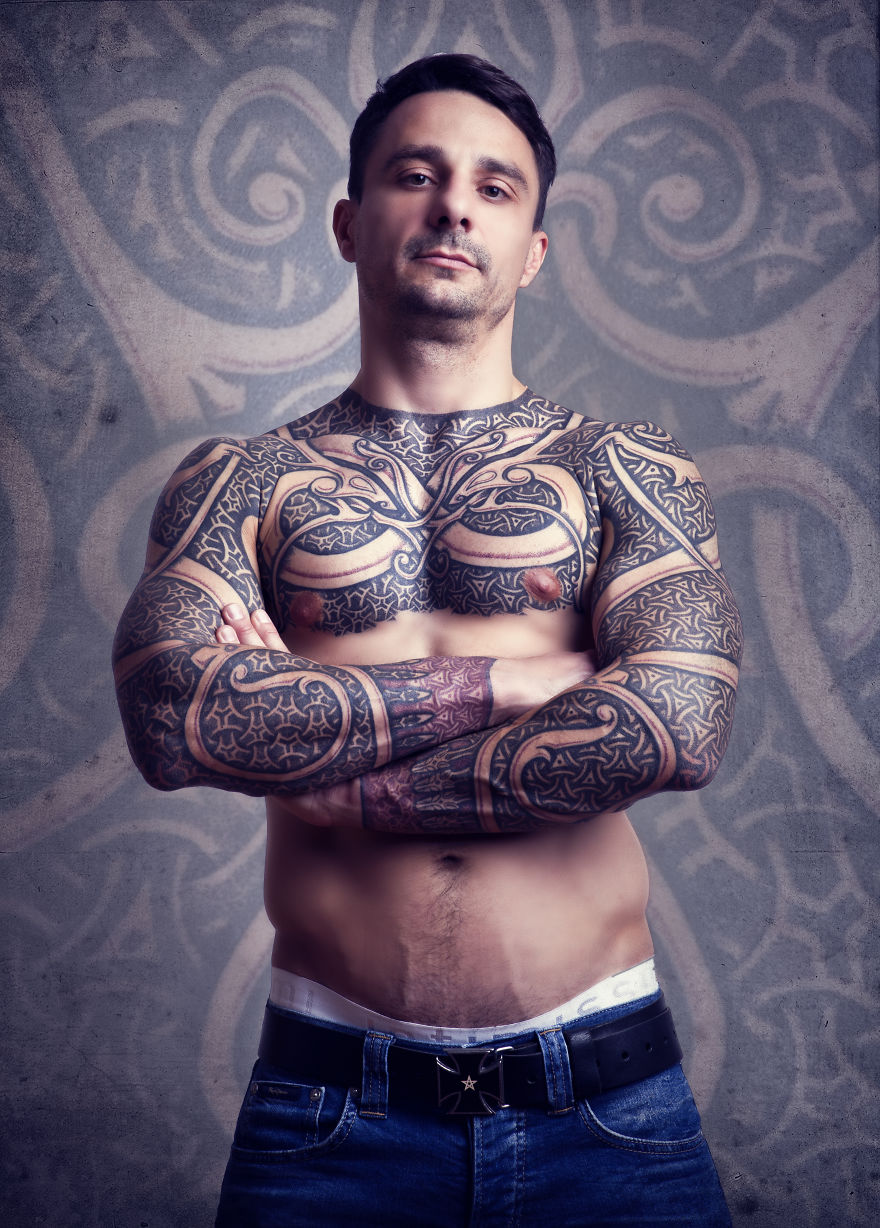 Urnes Styled Armor Tattoo For Marcin From Poland, A Slavic Viking If I Ever Met One