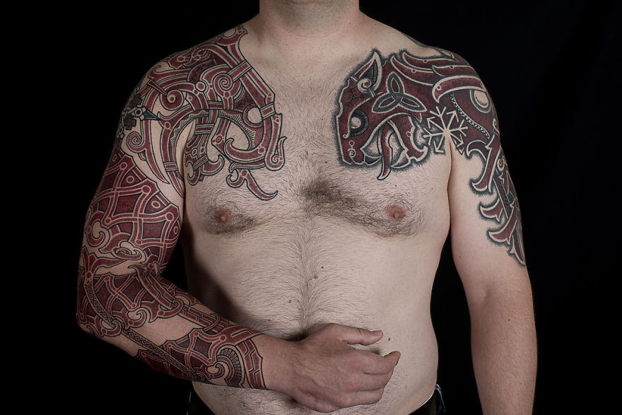 An American Soldier With Norse Artwork. Viking Style For A Viking Soul