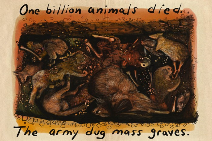 Artist Tells A Heart-Wrenching Story Of The '19-20 Australian Bushfires In 12 Sad But True Sketches Artist Tells A Heart-Wrenching Story Of The '19-20 Australian Bushfires In 12 Sad But True Sketches